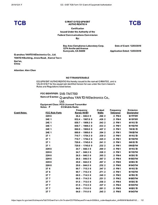 7700 FCC